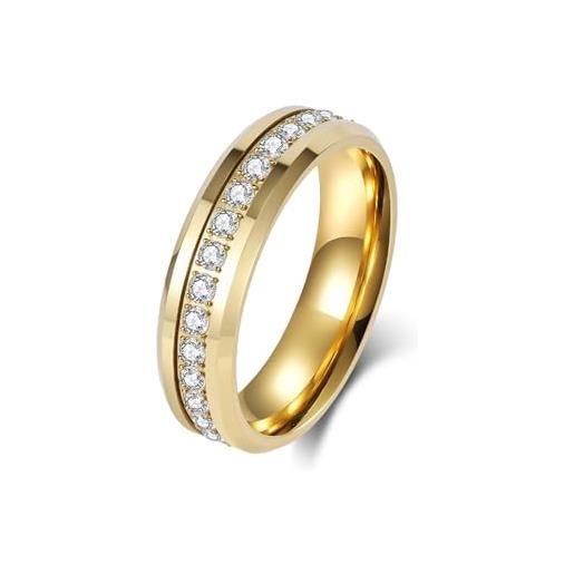 Epinki fedina in tungsteno per uomo 6mm, zirconi rotondi bianchi oro anello fidanzamento matrimonio gioielli anniversario misura 30