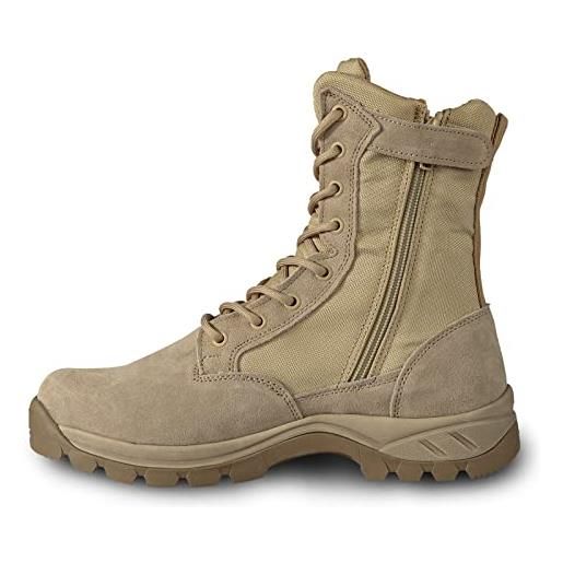 LUDEY stivali militari cerniera uomo stivali tattici stivali combattimento stivali escursionismo anfibi militari uomo scarpe da trekking ids928-beige 41 eu