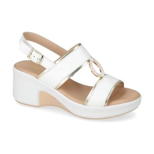 Valleverde sandali donna 63121 in pelle bianco scarpe casual comode, leggere e flessibili, ideali per primavera estate. Eu 39