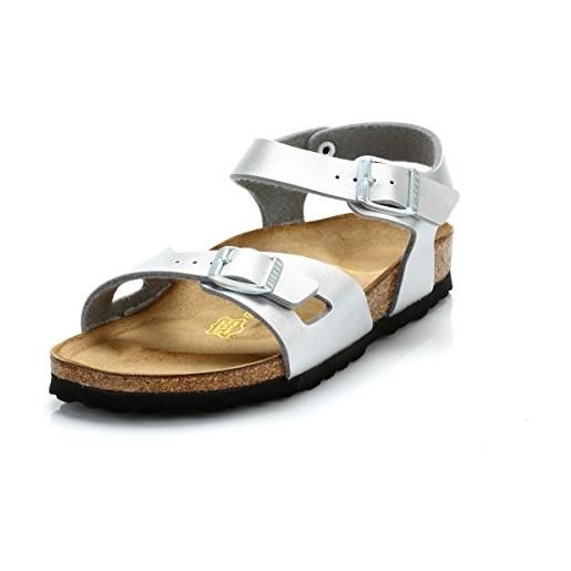 Birkenstock rio - sandali con cinturino alla caviglia bambina, argento (argent), 26 eu