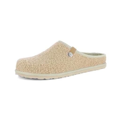 inblu pantofole donna con ecopelliccia e plantare in vera pelle imbottito ed estraibile, beige, 41 eu