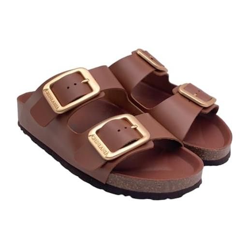 GRÜNLAND il benessere è naturale grunland enny | ciabatta full color con maxi borchie cb3272 marrone 36