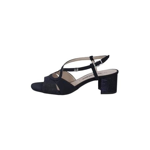 Valleverde 28216 blu sandali eleganti con tacco per donna in tessuto (taglia 40)