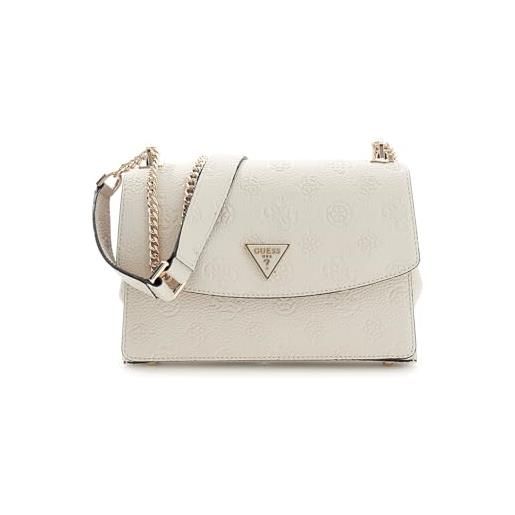 GUESS borsa a tracolla cresidia ii convertible xbody flap bag cream white logo avorio