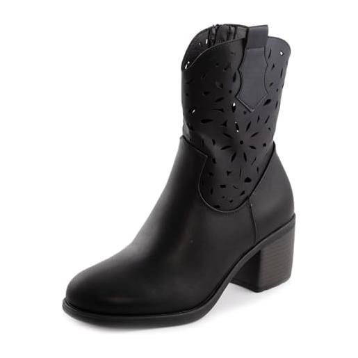 Toocool stivali donna traforati texani camperos western bassi gr-6658