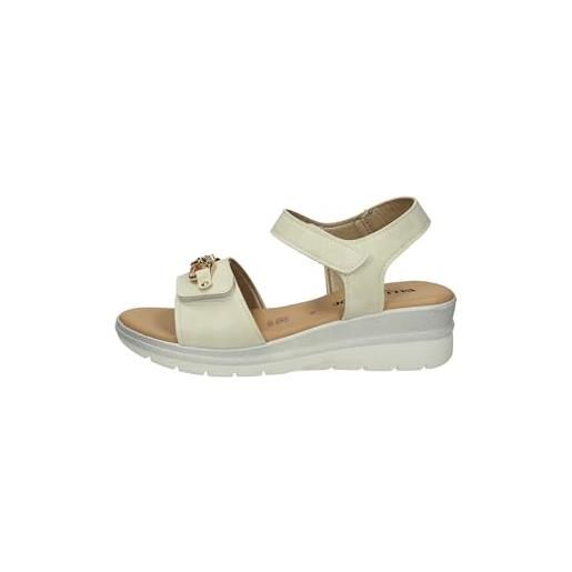 Valleverde sandali donna 55566-2026 in pelle avorio scarpe casual comode, leggere e flessibili, ideali per primavera estate. Eu 38