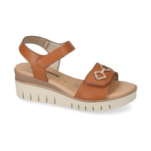 Valleverde sandali donna 55590 in pelle cuoio scarpe casual comode, leggere e flessibili, ideali per primavera estate. Eu 40