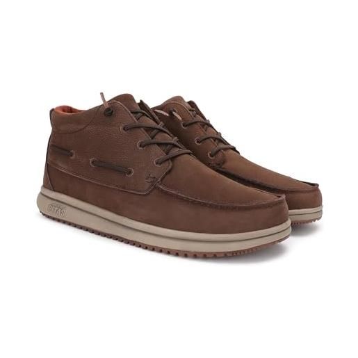 Pitas | timor leather | stivali casual da uomo | stivaletti in pelle| scarpa urbani | mocassini | nautiche invernali | sneakers casual | calzatura senza lacci | calzature walkinpitas | marrone | 44