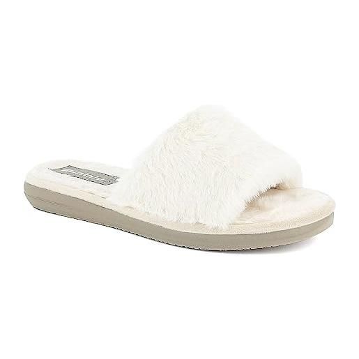 Inblu pantofole cozy aperte pelliccetta, donna, naturale, 39 eu