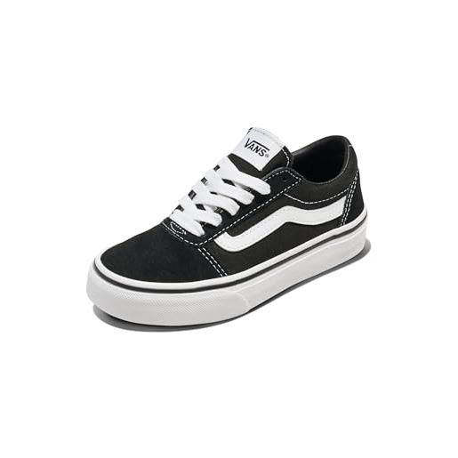 Vans ward, sneaker unisex - bambini e ragazzi, suede canvas black white, 28 eu