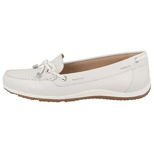 Geox d vega moc b, mocassini donna, bianco (off white), 39 eu