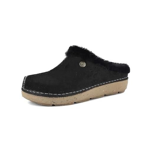 inblu pantofole donna invernali con bordo e interno in ecopelliccia, nero, 39 eu