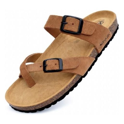 GONKOS®, infradito donna in pelle, vera pelle, sughero naturale, infradito donna estive ciabatte donne uomo, qualità made in spain, colore muscade 42