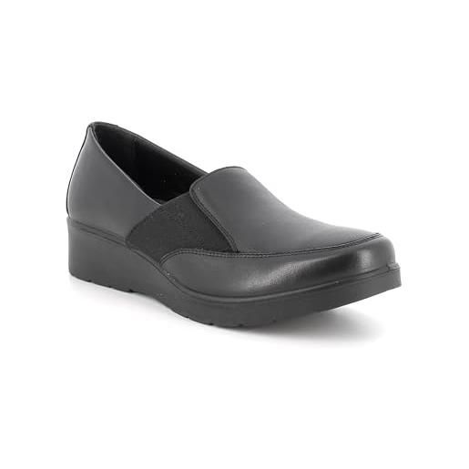 Enval soft slip on con zeppa in pelle da donna nero