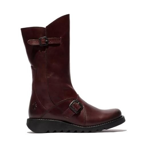 Fly London mes 2, stivali con fibbia donna, suola vino nero, 36 eu