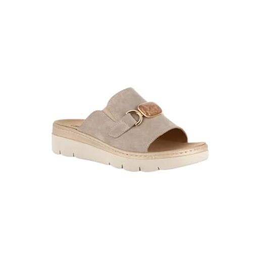 GRÜNLAND il benessere è naturale grunland ciabatta con maxi fascia in pelle e accessorio | moll ce0481 beige 37