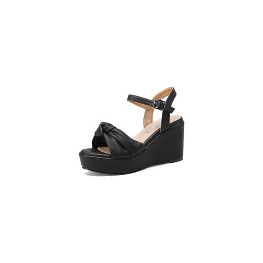 QUEEN HELENA zeppe sandali con zeppa donna zm9695 (nero, sistema taglie calzature eu, adulto, donna, numero, media, 40)