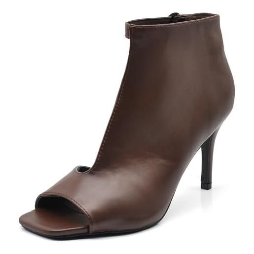IF stivaletti scarpe da donna sandali a tronchetti spuntati da sera cerimonia matrimonio tacco a spillo ly7901 marrone n. 39