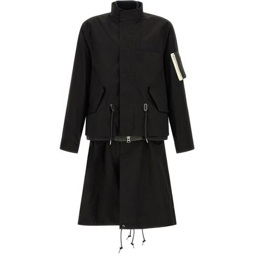 sacai layered ripstop parka - nero