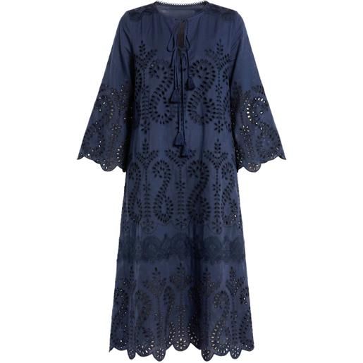 Christy Lynn abito midi norah con ricamo - blu