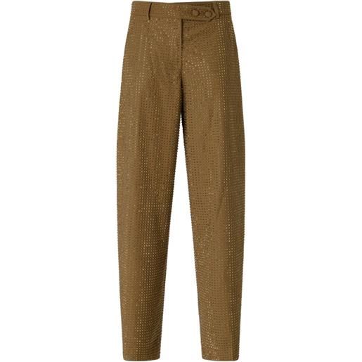 PINKO pantaloni affusolati con strass - toni neutri