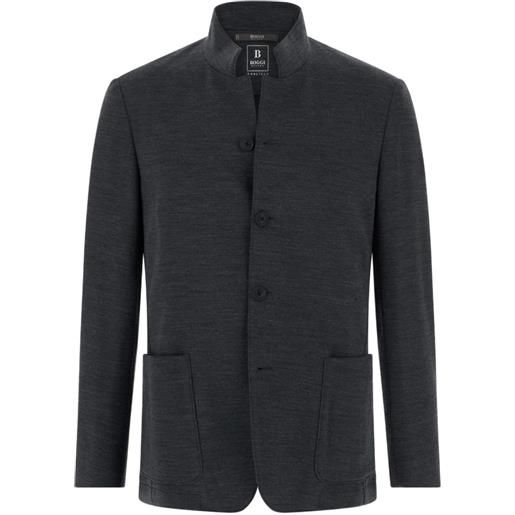 Boggi Milano blazer in misto lana wooltech diagonale - grigio