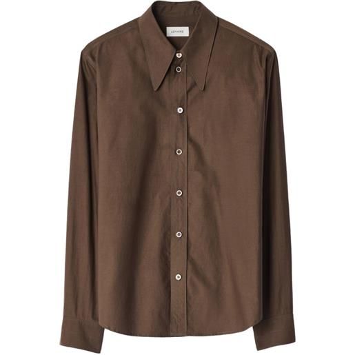 LEMAIRE camicia in seta con colletto a punta - marrone