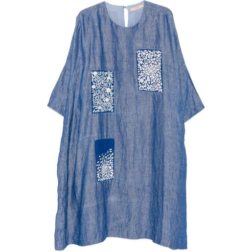 Aodress abito corto con design patchwork - blu