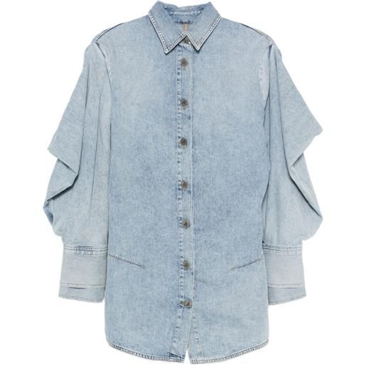 The Attico abito denim drappeggiato - marrone