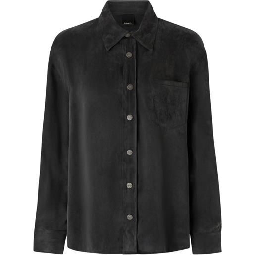 PINKO camicia in twill mano pesca - grigio