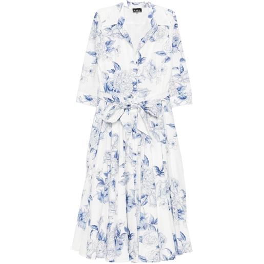LAVI COUTURE abito a fiori con cintura - bianco