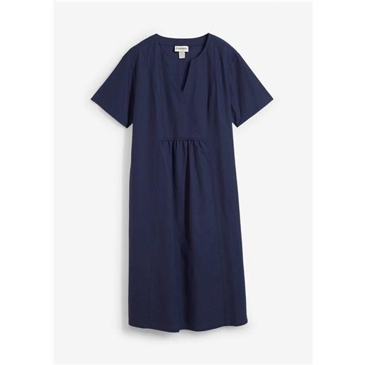 bonprix abito tunica con tasche in misto lino e cotone-blu