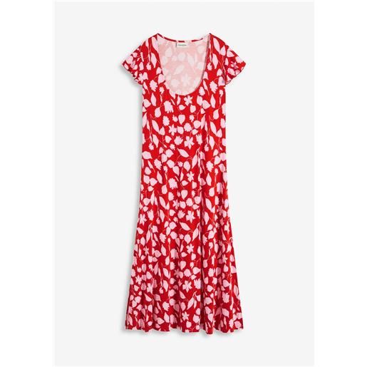 bonprix abito in jersey fantasia di misto viscosa morbido-rosso