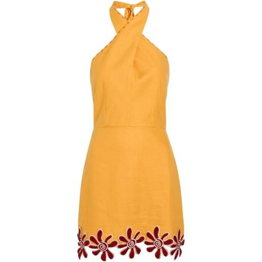Cala de la Cruz veneta floral-appliqué halterneck mini dress - giallo