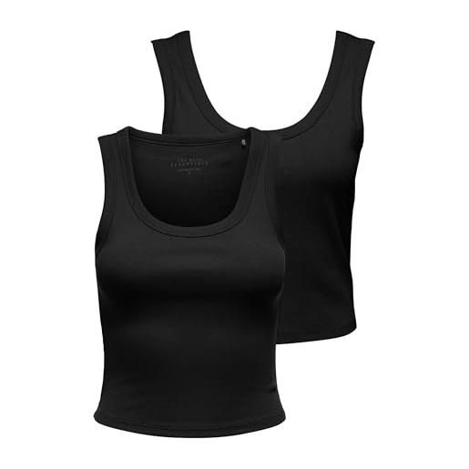 ONLY tank top 2 pack onleasy-canottiera s/l, confezione da 2 pezzi, cs jrs, nero, m (pacco da 2) donna