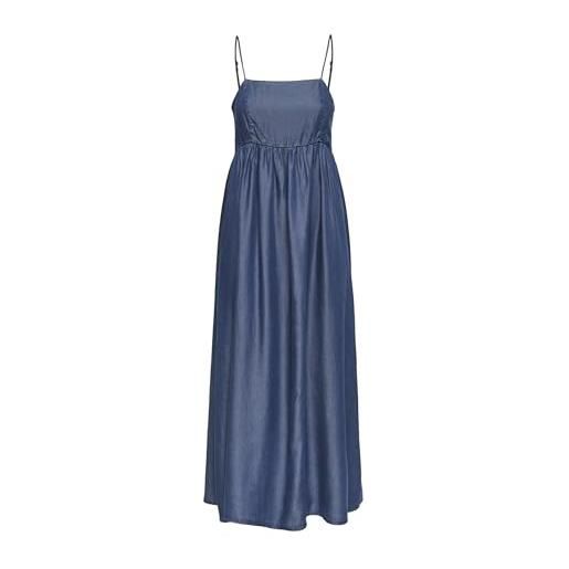 Only onlpema long string smock dress da donna, blu jeans scuro, s
