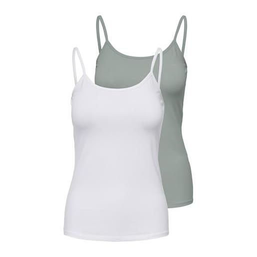 Only singlet 2pack onllove-canottiera jrs noos, confezione da 2, bianco, xs (pacco da 2) donna