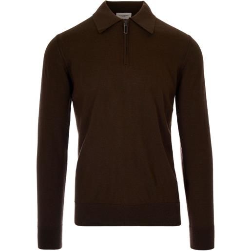 Paolo Pecora zip-fastening long-sleeve polo shirt - marrone