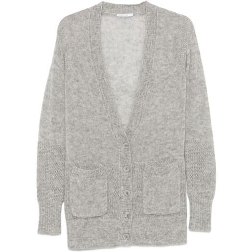 Patrizia Pepe fine-knit patch-pocket cardigan - grigio