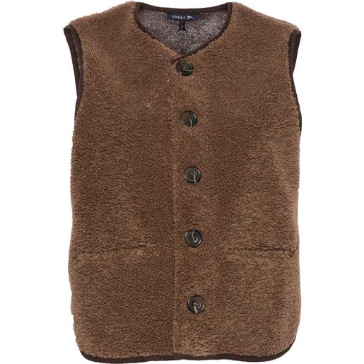 Soeur gilet con scollo a v in shearling sintetico - marrone