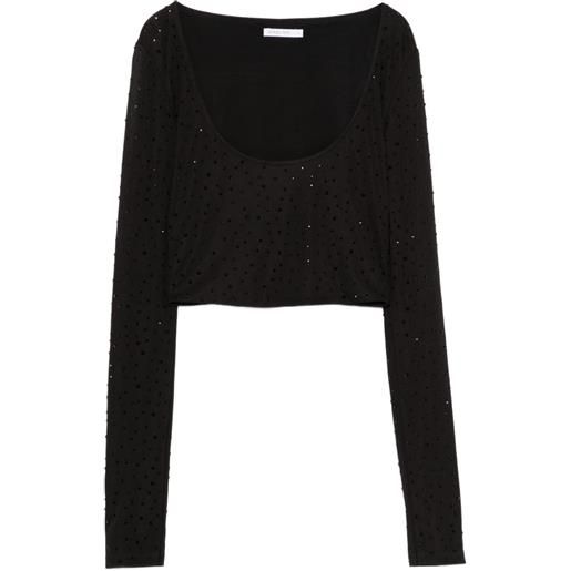 Patrizia Pepe rhinestone-embellished cropped top - nero