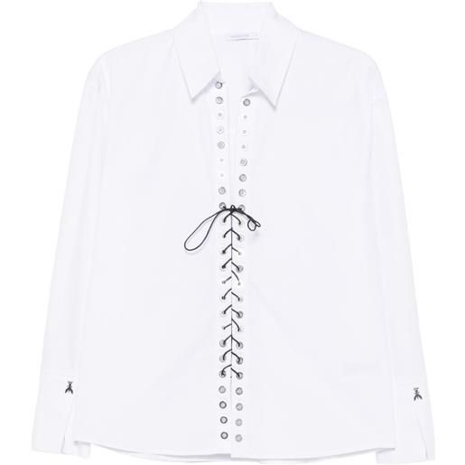 Patrizia Pepe lace-up eyelet-embellished shirt - bianco