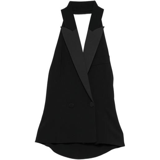 Patrizia Pepe tuxedo-style satin-lapel top - nero