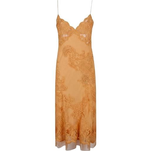 Ermanno Scervino abito midi con applicazione in pizzo - arancione