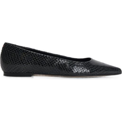 Aeyde ballerine cassy mini con effetto pelle di serpente - nero