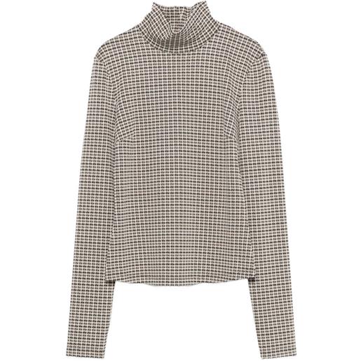 Patrizia Pepe micro-check high-neck top - toni neutri