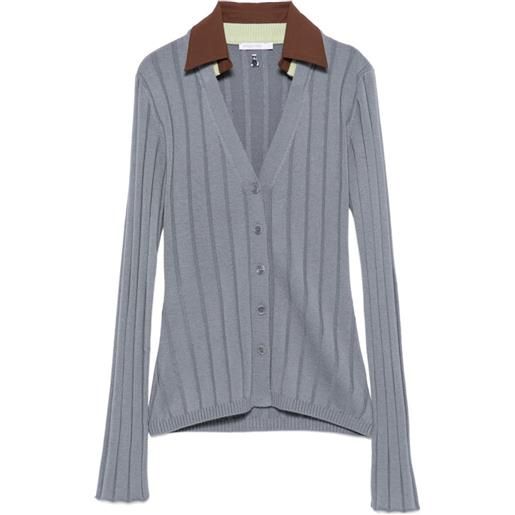 Patrizia Pepe ribbed colour-block cardigan - grigio