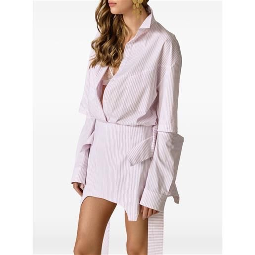 PNK abito midi a righe con cut-out - bianco