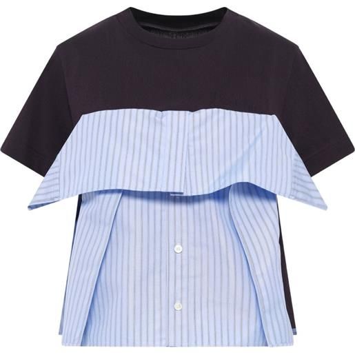 sacai t-shirt a righe - nero
