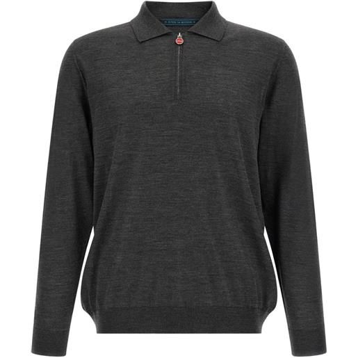 Kiton half-zip wool polo shirt - grigio